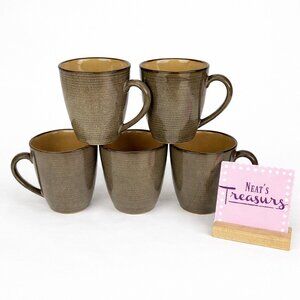 Sango ROMA SAGE 4814 Speckled Tan Farmhouse Ceramic 4"T 14 oz Cups Mugs Set of 5
